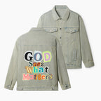 God Sees What Matters Christian Denim Jacket