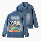 God Sees What Matters Christian Denim Jacket