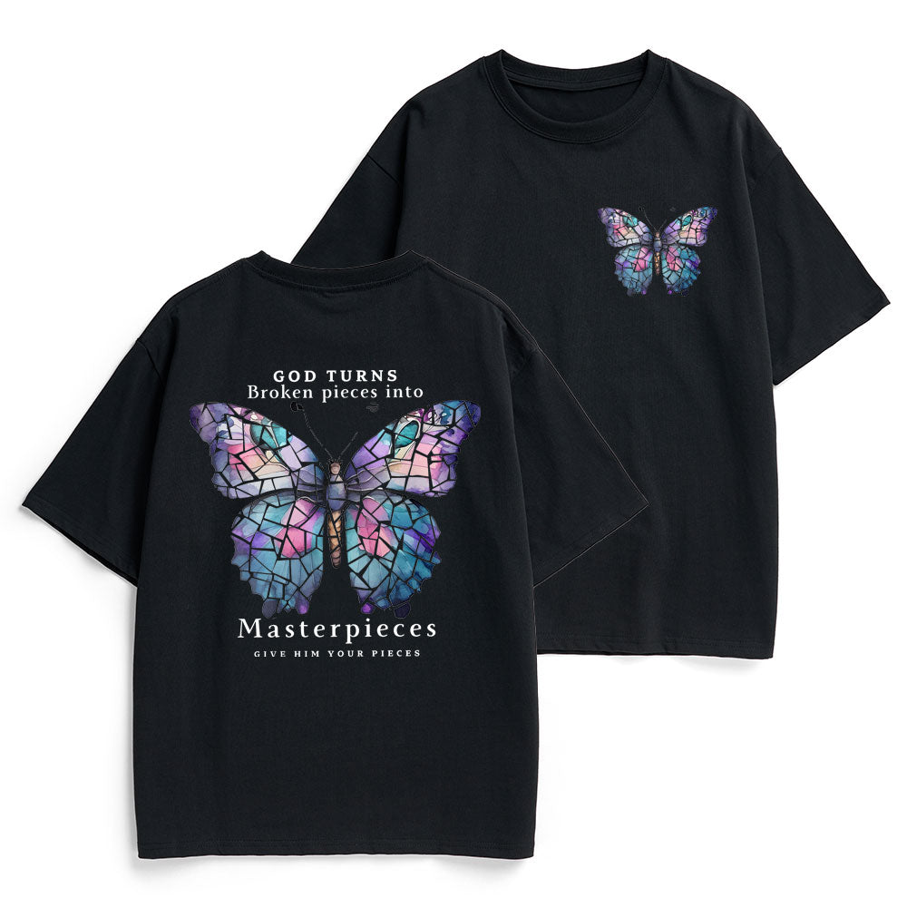 God Turns Broken Pieces Into Masterpieces Christian Heavy Cotton T-Shirt