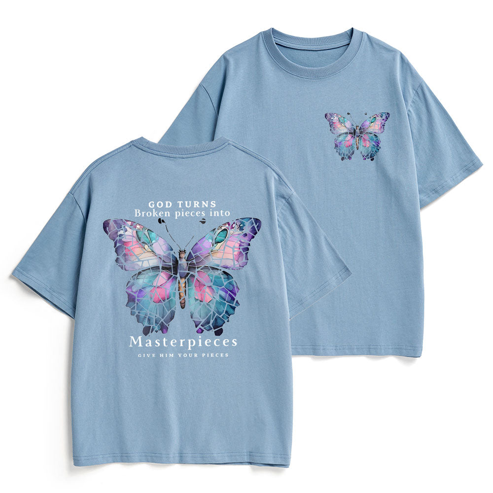 God Turns Broken Pieces Into Masterpieces Christian Heavy Cotton T-Shirt