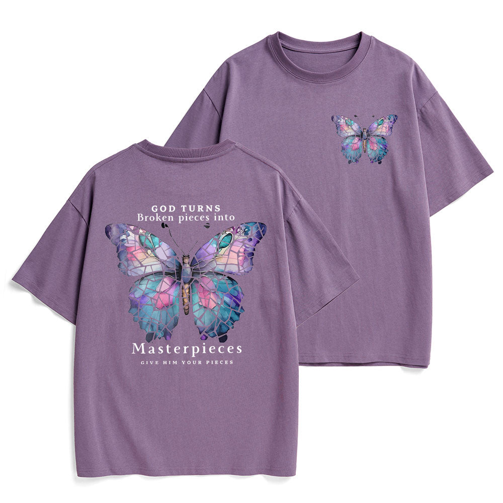 God Turns Broken Pieces Into Masterpieces Christian Heavy Cotton T-Shirt