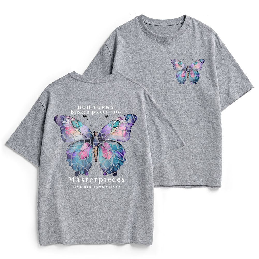 God Turns Broken Pieces Into Masterpieces Christian Heavy Cotton T-Shirt