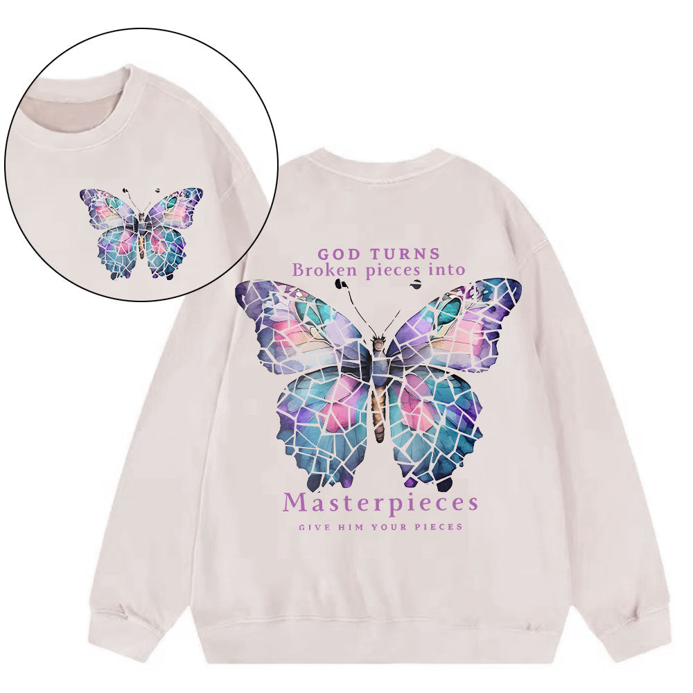 God Turns Broken Pieces Into Masterpieces Christian Washed Sweatshirt