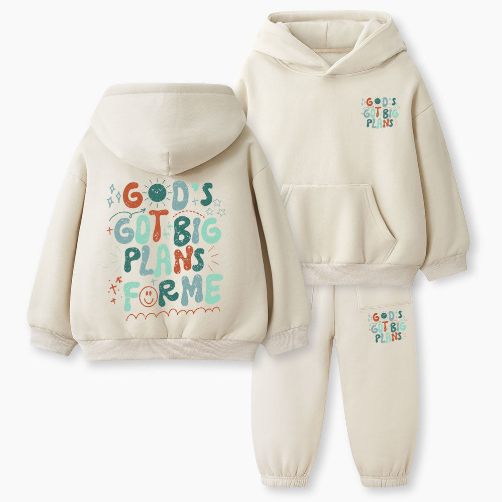 God's Got Big Plans For Me Christian Kid Fleece Hoodie Set