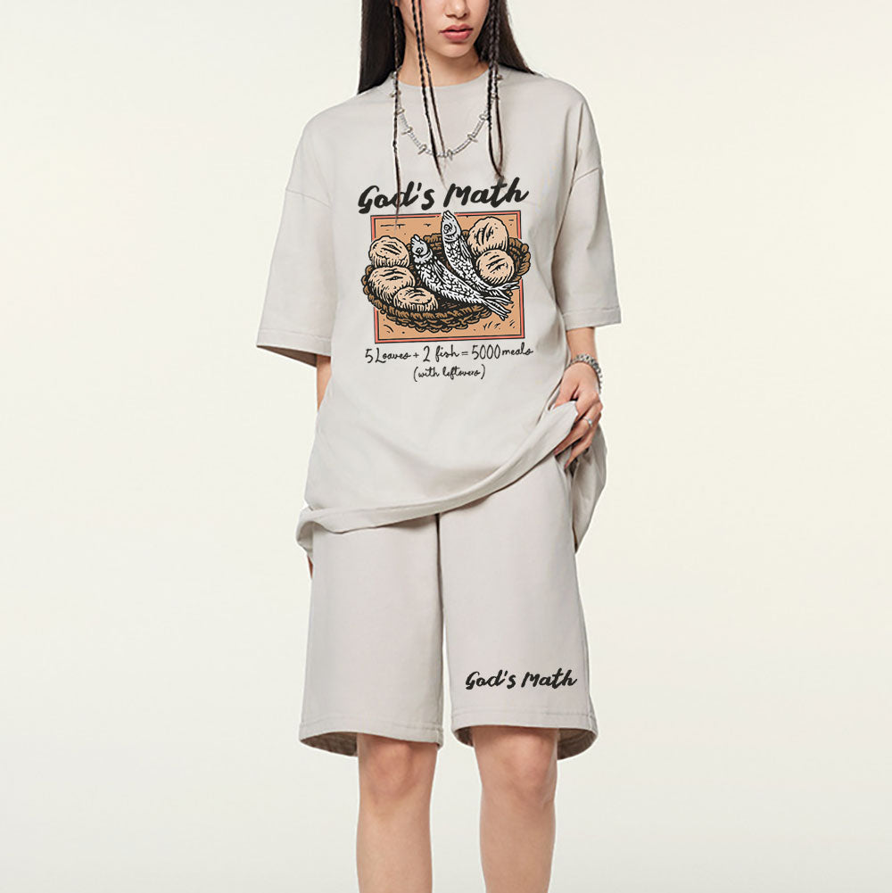 God's Math Christian Washed T-Shirt & Shorts