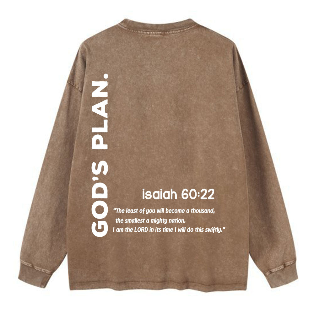 God's Plan Christian Washed Long Sleeve T-Shirt