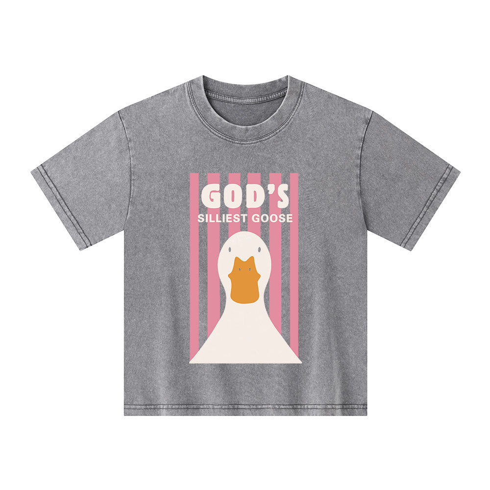 God's Silliest Goose Christian Kid Washed T-Shirt