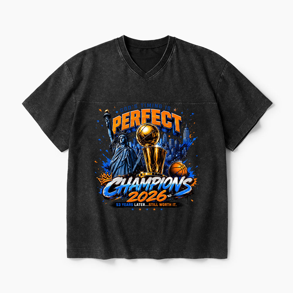 God's Timing Is Perfect Christian Washed V-Neck T-Shirt