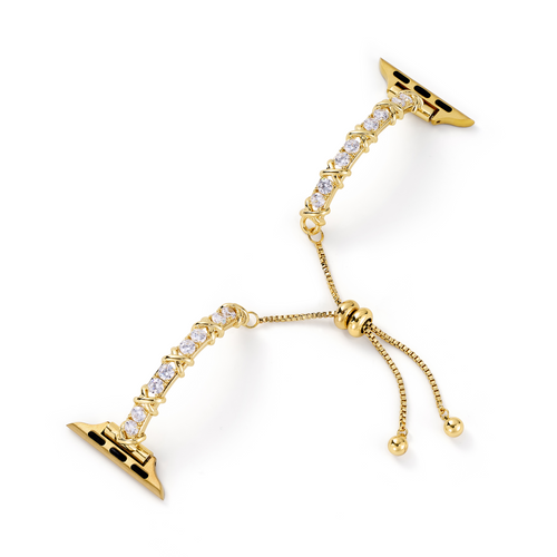 14k Gold / Platinum Plated Zircon Metal Watch Band