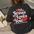 Good News Jesus Loves You Christian Washed T-Shirt