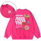 Good News Jesus Love You Christian Washed Sweatshirt