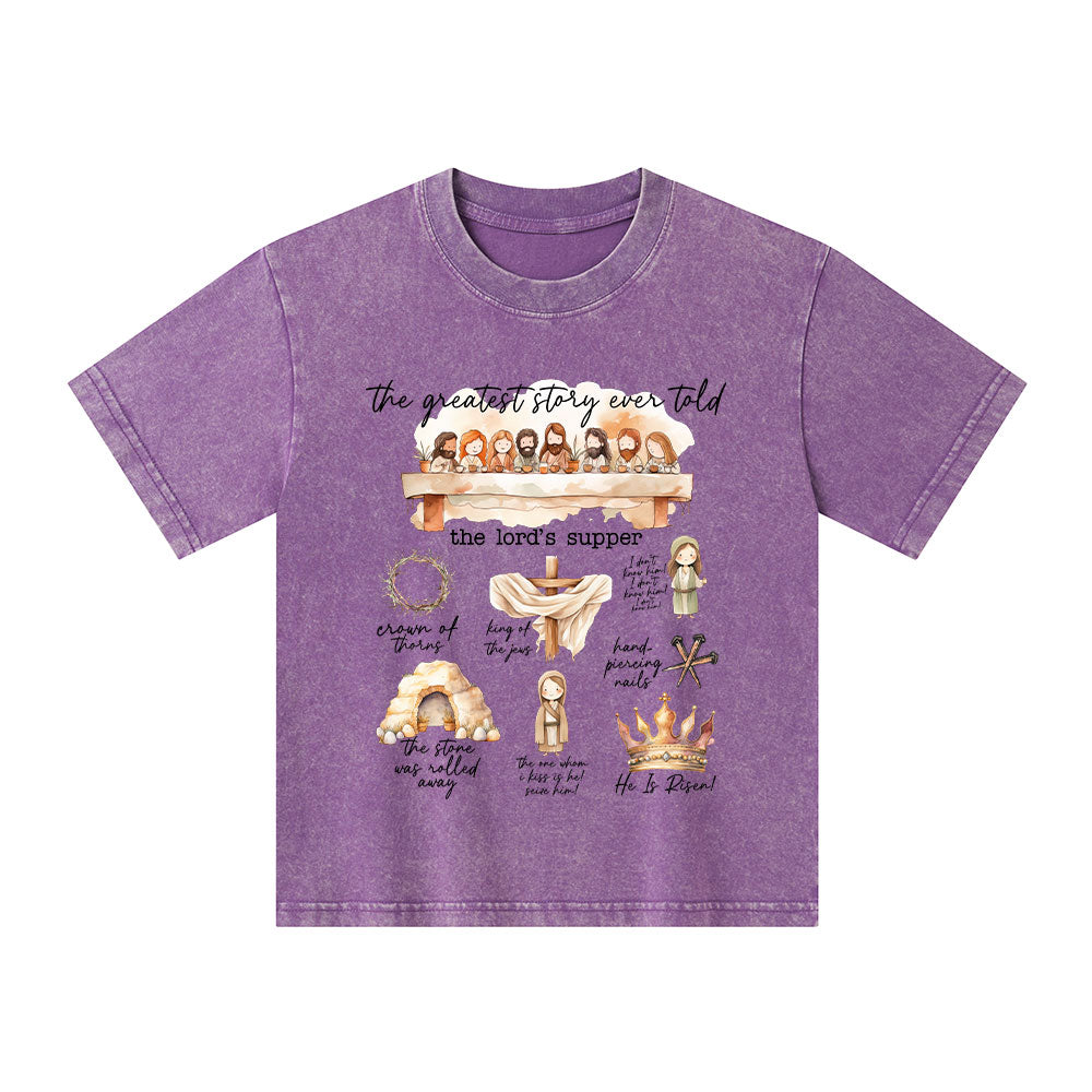 Greatest Story Ever Told Christian Kid Washed T-Shirt