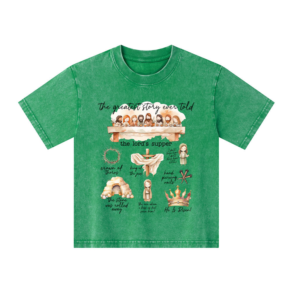 Greatest Story Ever Told Christian Kid Washed T-Shirt
