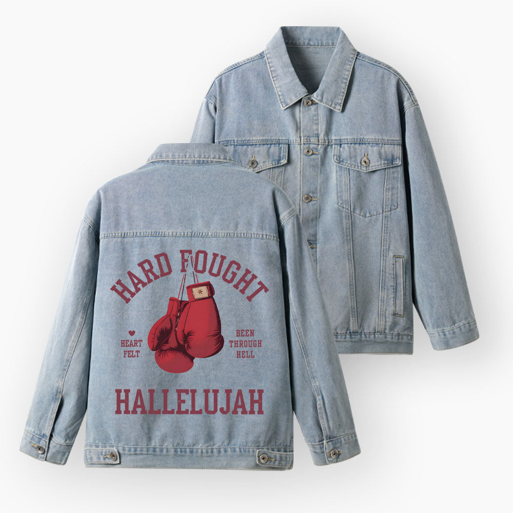 Hard Fought Hallelujah Christian Denim Jacket