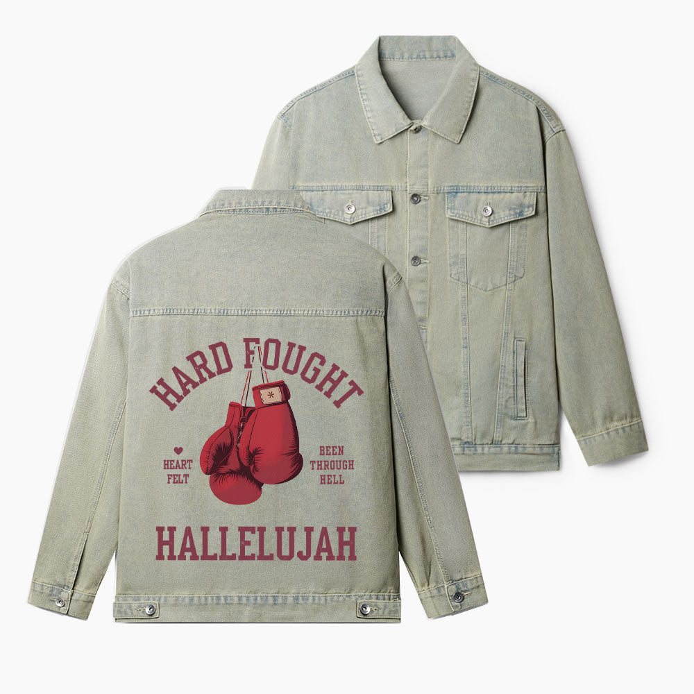 Hard Fought Hallelujah Christian Denim Jacket