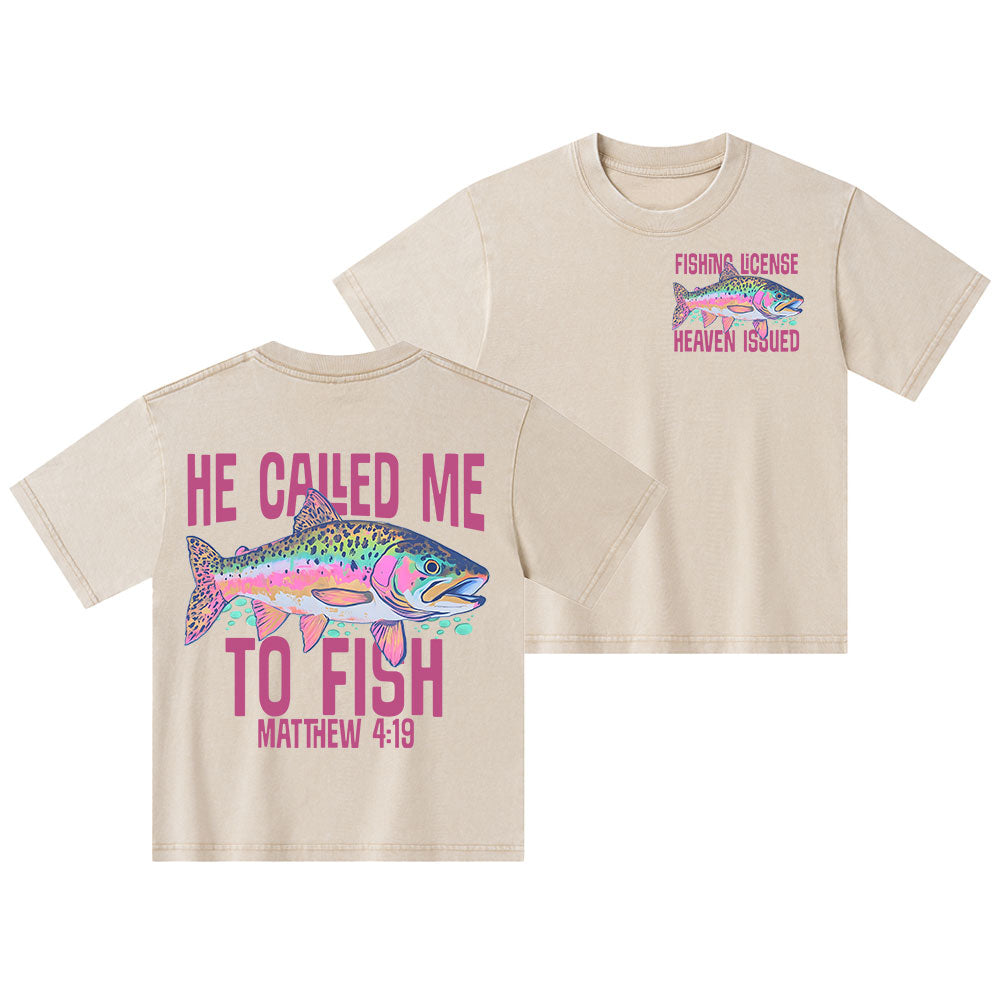 He Called Me To Fish Christian Kid Washed T-Shirt