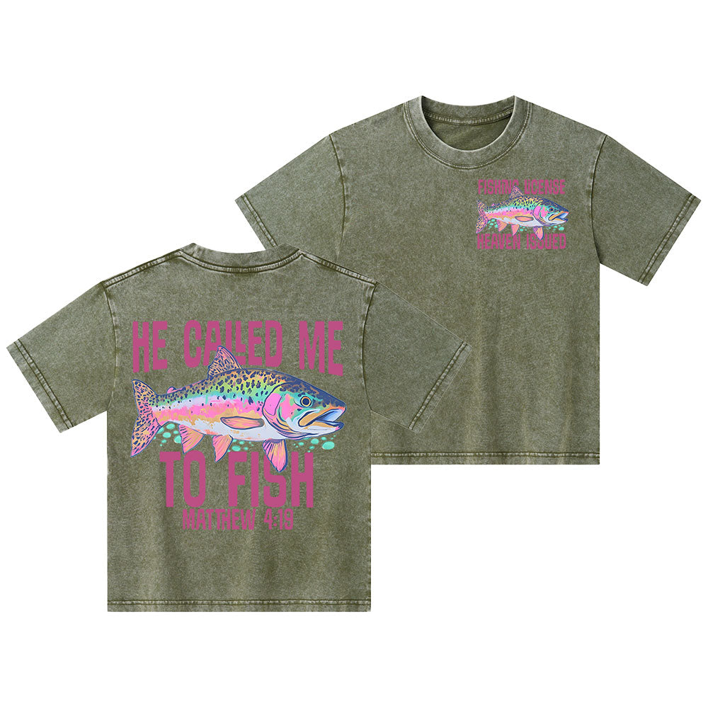 He Called Me To Fish Christian Kid Washed T-Shirt