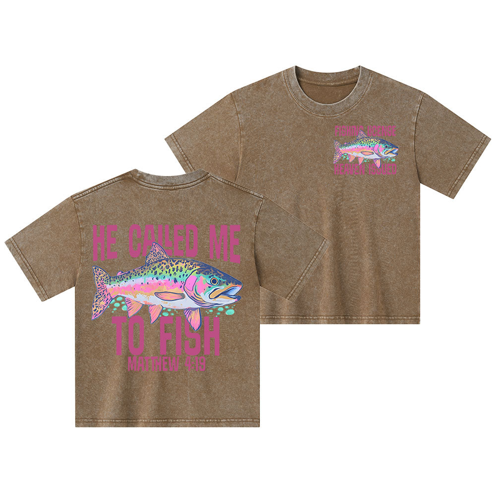 He Called Me To Fish Christian Kid Washed T-Shirt