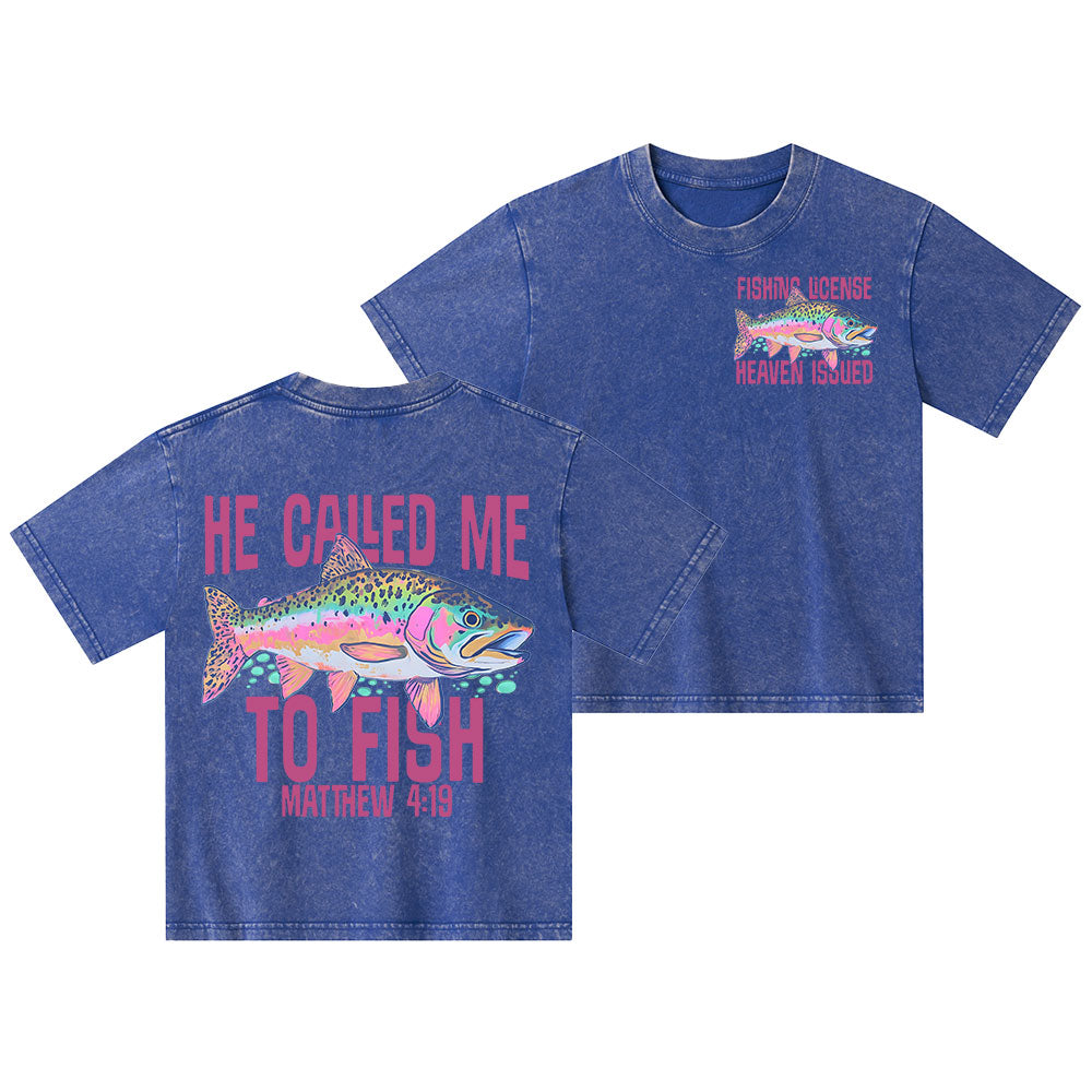 He Called Me To Fish Christian Kid Washed T-Shirt