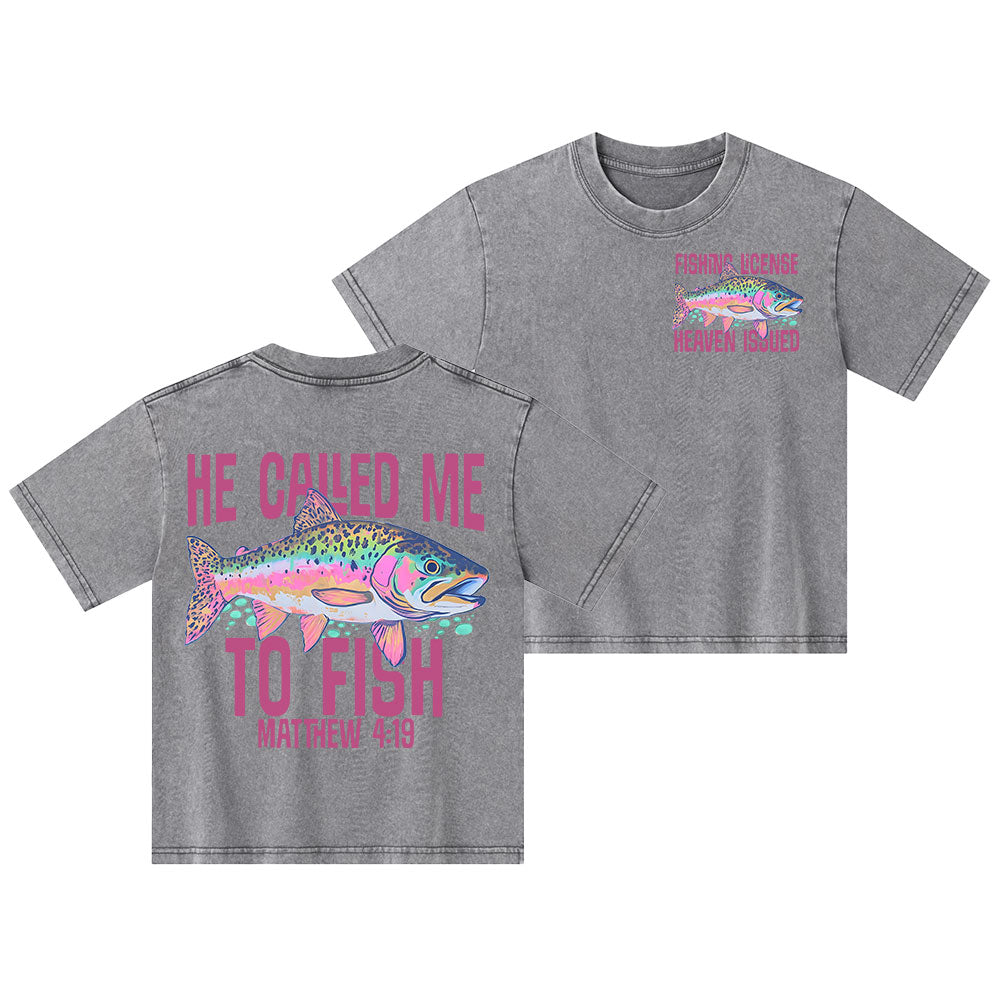 He Called Me To Fish Christian Kid Washed T-Shirt