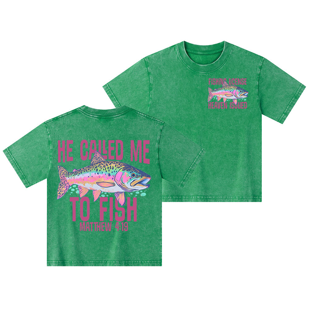He Called Me To Fish Christian Kid Washed T-Shirt