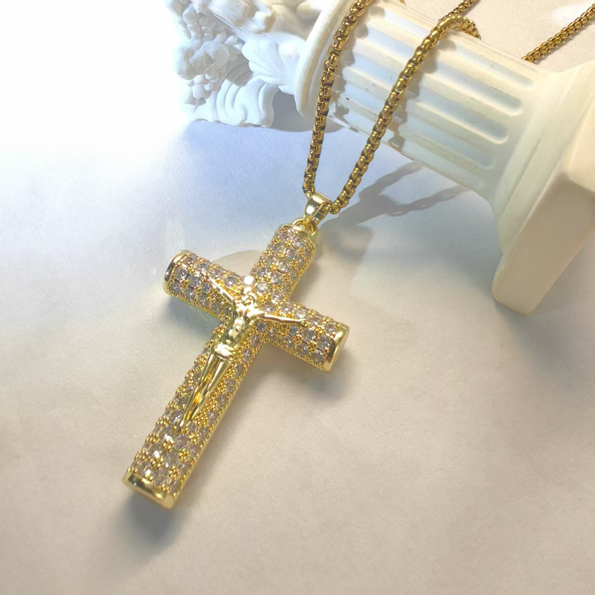 He Died For Us Figaro Chain Chritian Necklace
