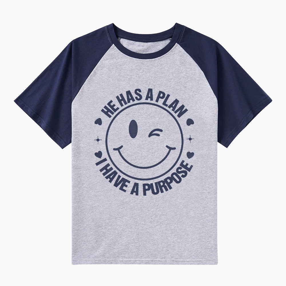 He Has A Plan I Have A Purpose Christian Raglan Sleeve T-Shirt