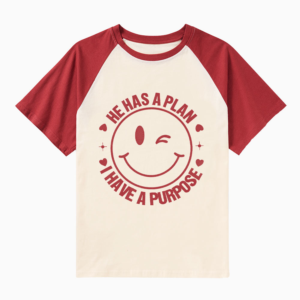 He Has A Plan I Have A Purpose Christian Raglan Sleeve T-Shirt