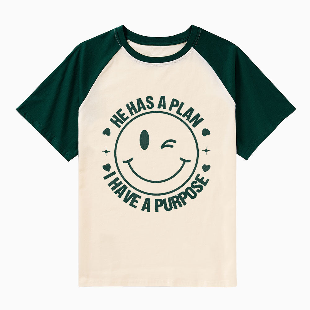 He Has A Plan I Have A Purpose Christian Raglan Sleeve T-Shirt
