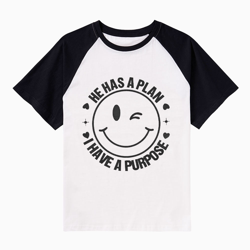 He Has A Plan I Have A Purpose Christian Raglan Sleeve T-Shirt