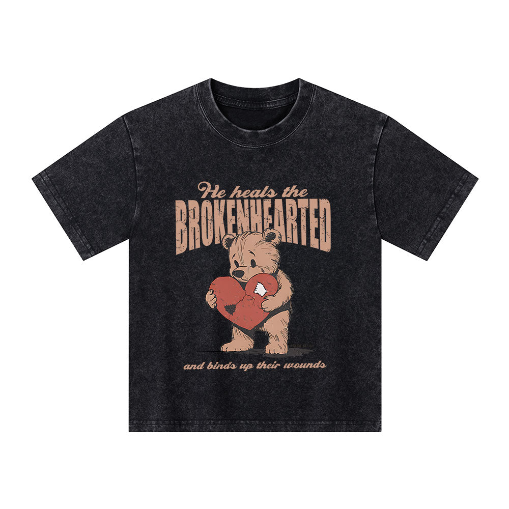 He Heals The Brokenhearted Christian Kid Washed T-Shirt