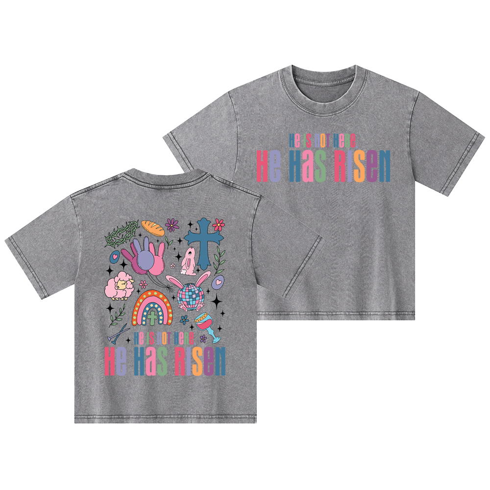 He Is Not Here,He Has Risen Christian Kid Washed T-Shirt