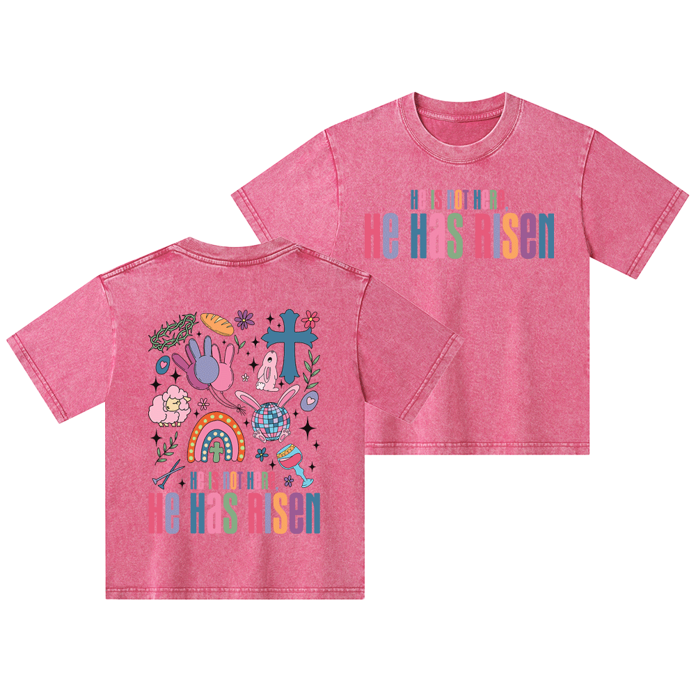 He Is Not Here,He Has Risen Christian Kid Washed T-Shirt