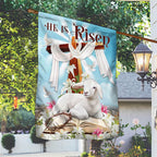 He Is Risen Christian Cross Lamb Flag