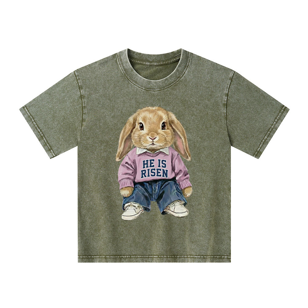 He Is Risen Christian Kid Washed T-Shirt