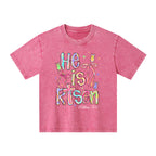 He Is Risen Christian Kid Washed T-Shirt
