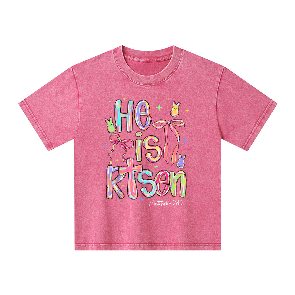 He Is Risen Christian Kid Washed T-Shirt