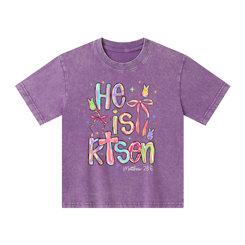 He Is Risen Christian Kid Washed T-Shirt