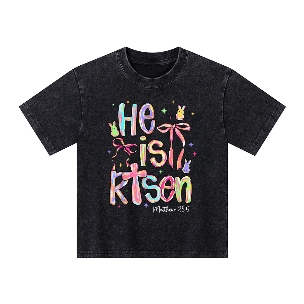 He Is Risen Christian Kid Washed T-Shirt