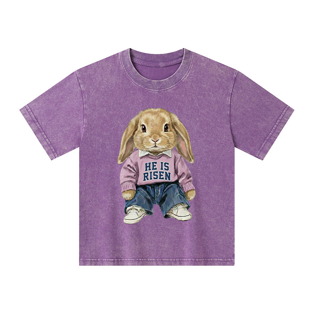 He Is Risen Christian Kid Washed T-Shirt