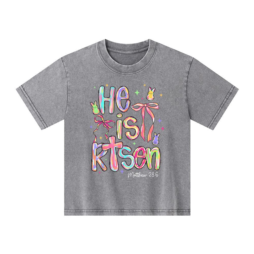 He Is Risen Christian Kid Washed T-Shirt