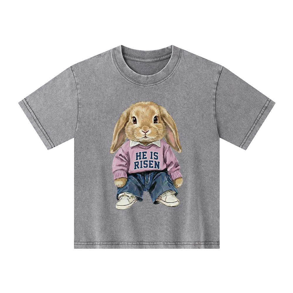 He Is Risen Christian Kid Washed T-Shirt