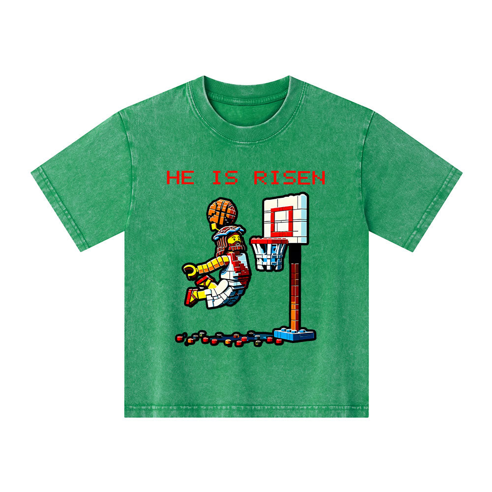 He Is Risen Christian Kid Washed T-Shirt