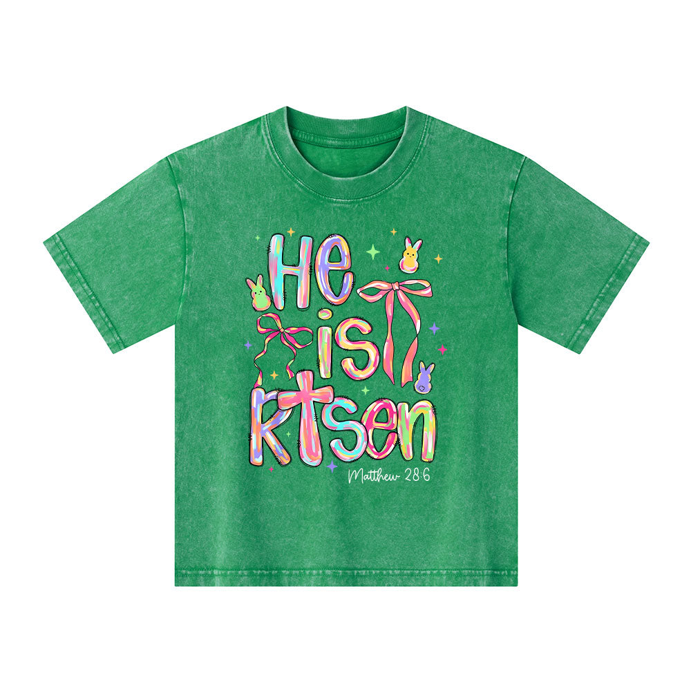 He Is Risen Christian Kid Washed T-Shirt