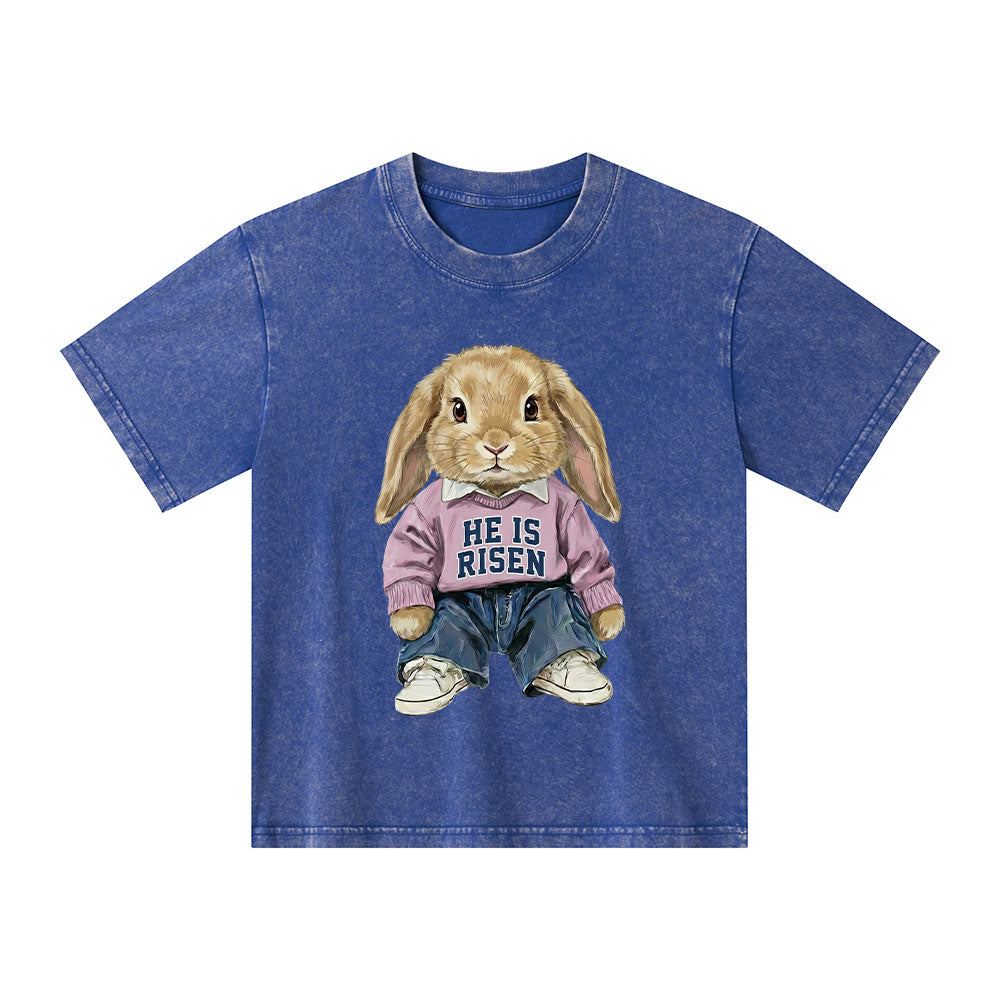 He Is Risen Christian Kid Washed T-Shirt
