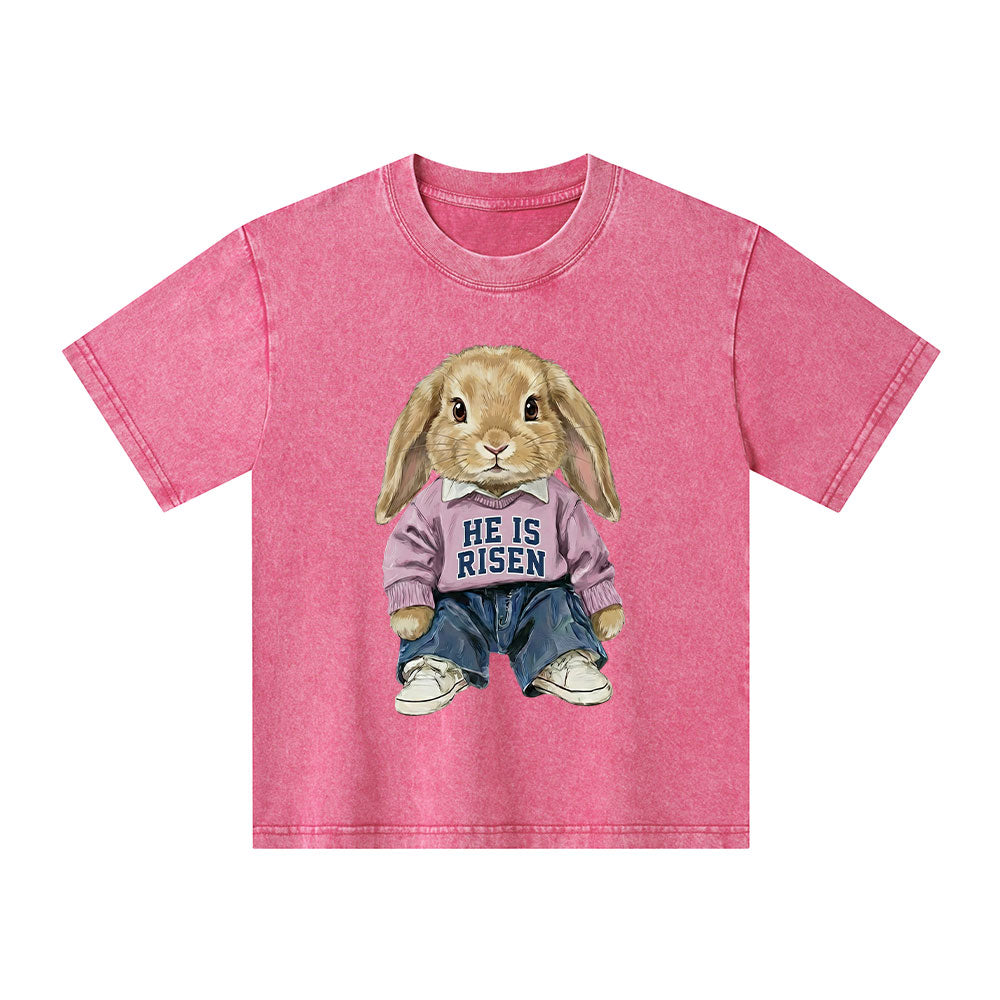 He Is Risen Christian Kid Washed T-Shirt
