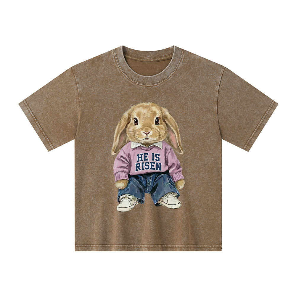 He Is Risen Christian Kid Washed T-Shirt