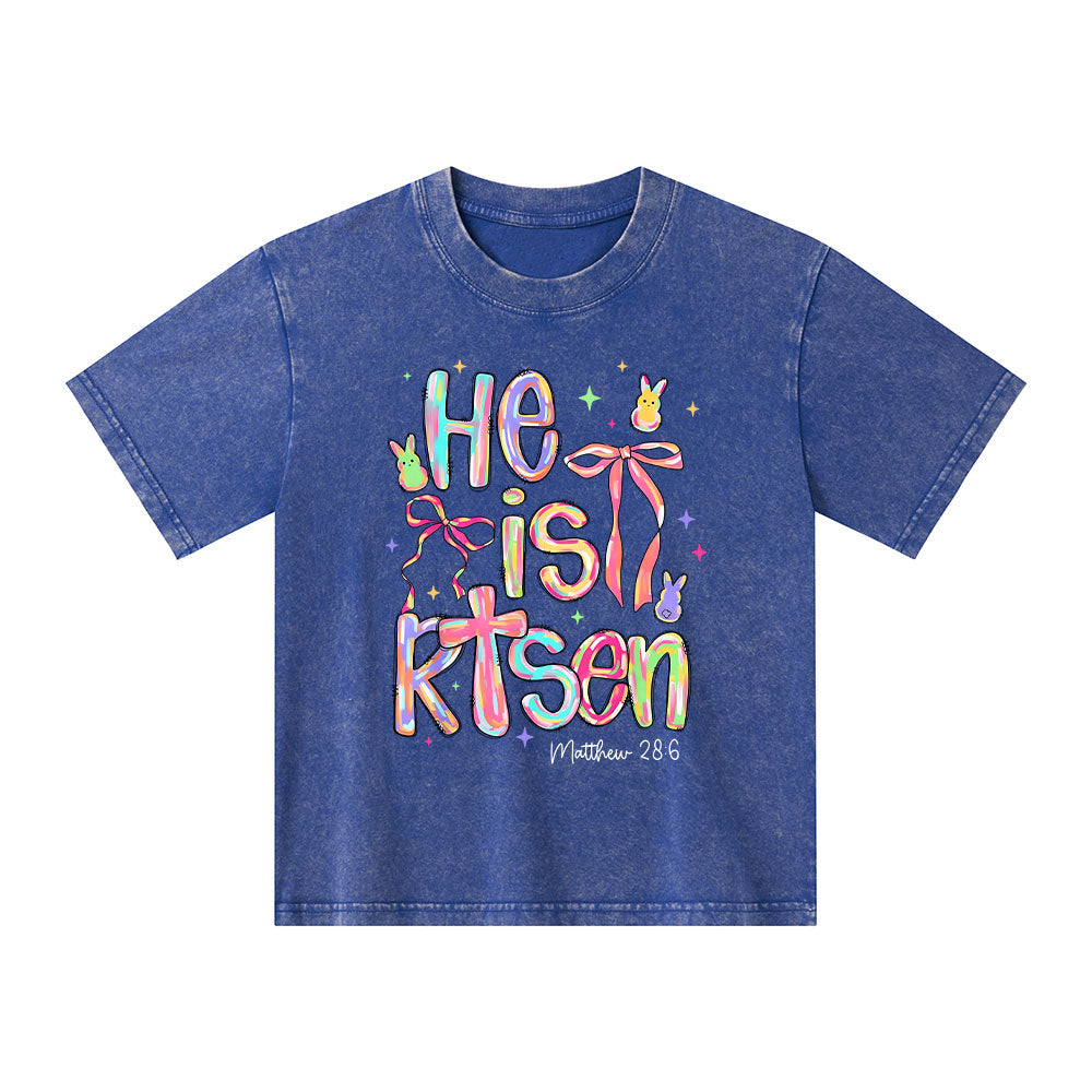 He Is Risen Christian Kid Washed T-Shirt