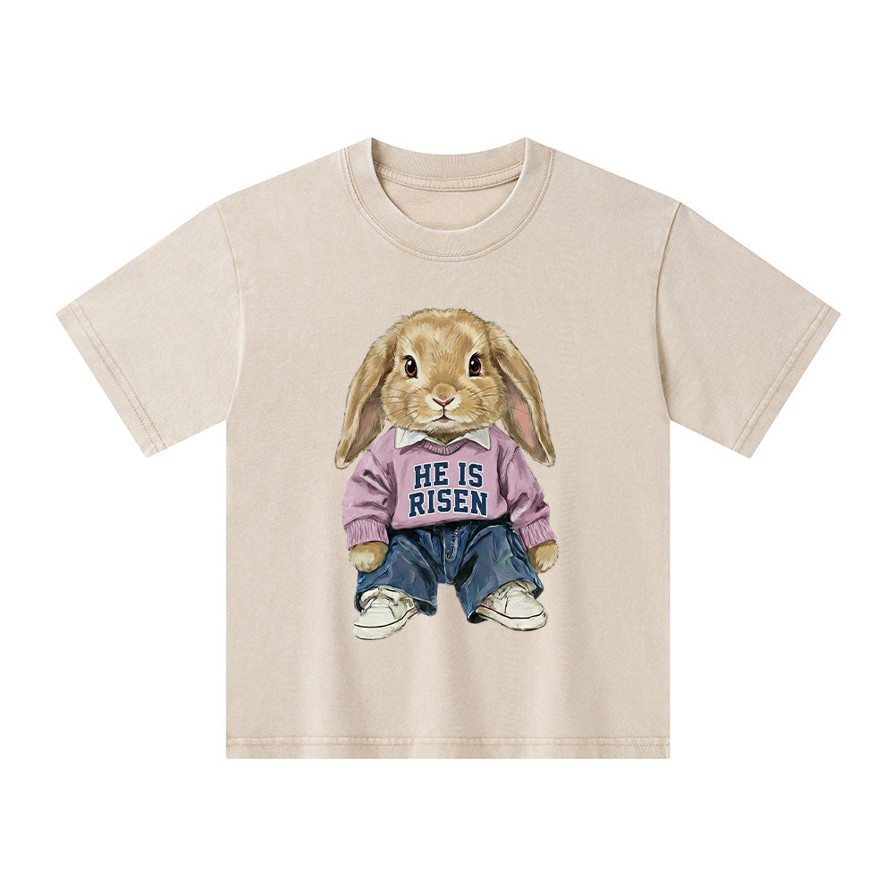 He Is Risen Christian Kid Washed T-Shirt
