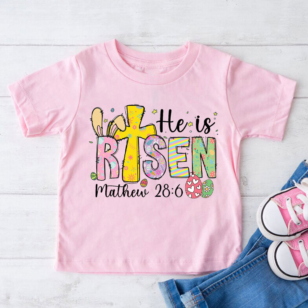 He Is Risen Easter Christian Kid T-Shirt